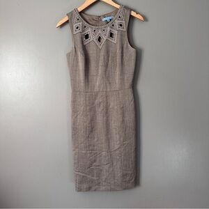 Antonio Melani Tan Beaded Sheath Dress